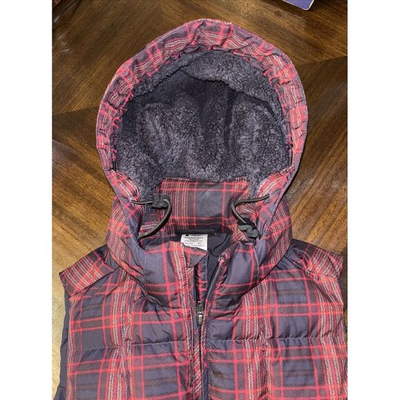 Patagonia Puffer Vest Women's Sz M Goosedown Hooded Red Navy‎ Plaid *Read* - Picture 14 of 14